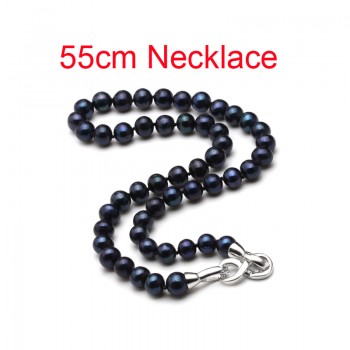 Real wedding black pearl jewelry set women,bridal 925 sterling silver bracelet ring bridal jewelry black pearl necklace sets