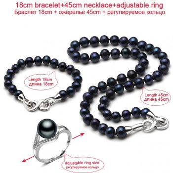 Real wedding black pearl jewelry set women,bridal 925 sterling silver bracelet ring bridal jewelry black pearl necklace sets