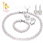 NYMPH pearl jewelry sets for women natural baroque freshwater pearl necklace bracelet earrings pendant ring wedding party T077
