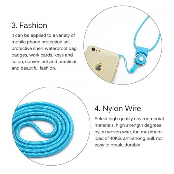 Multi-function Mobile Phone Straps Rope For iPhone Samsung Colourful Detachable Nylon Wire Lanyard Neck Strap Phone Decoration