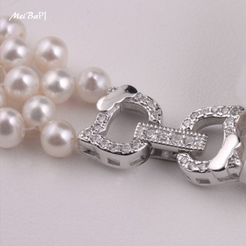MeiBaPJ Luxurious Bridal Necklace Natural Freshwater Pearl Beads Jewelry Set With 925 Sterling Silver Clasp Wedding TZ-132Y