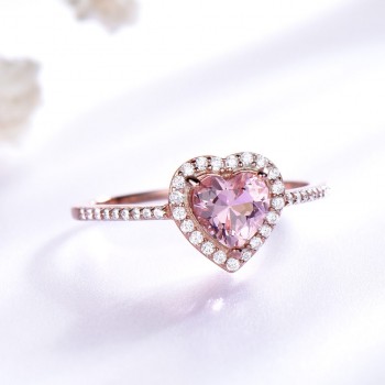 UMCHO 925 Sterling Silver Jewelry Set For Women Romantic Heart Morganite Pendant Stud Earrings Party Valentines  Fine Jewelry