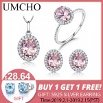 UMCHO  Created Pink Sapphire Jewelry Sets Elegant 925 Sterling Silver Jewelry Necklaces Rings Earrings For Women Wedding Gifts