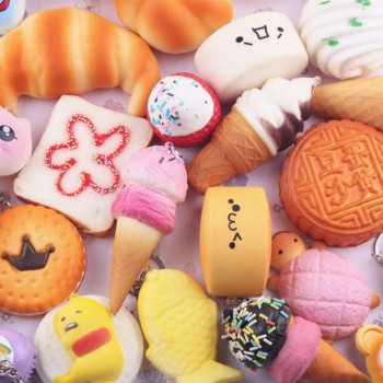 5pcs Medium Mini Soft Squishy Bread Toys Key