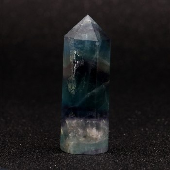 Natural 75*20mm Fluorite Green Clear Crystal Healing Wand Point Carving Scepter Cherry Quartz Reiki Stone Carved Free Pouch