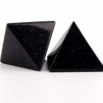40*30mm Blue Sand Stone Pyramid Statue Natural Stones Carved Point Aventurine Chakra Healing Reiki Crystal Carfts Free pouch