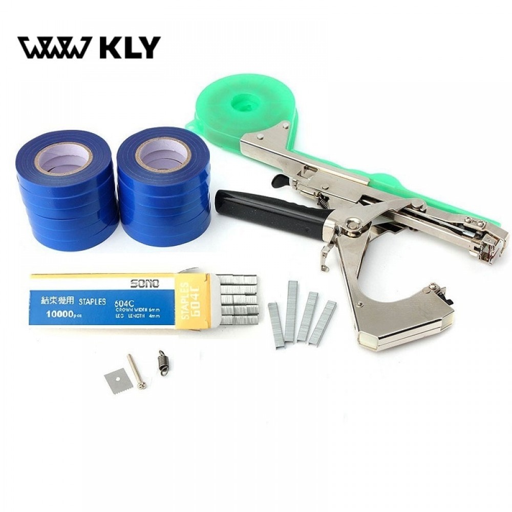 Tying Machine for Plant and Garden Plant Tapetool Tapener With 12 Rolls Tape 10000pcs Nail for Vegetable, Grape, Tomato, Pepper