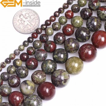 4/6/8/10/12mm A Grade Natural Round Dark Green Dragon Blood Jasper Stone Gemstone Semi Precious Beads For Jewelry Making 15 Inch