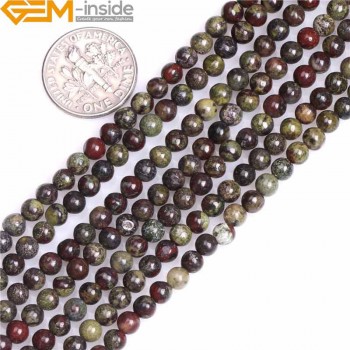 4/6/8/10/12mm A Grade Natural Round Dark Green Dragon Blood Jasper Stone Gemstone Semi Precious Beads For Jewelry Making 15 Inch