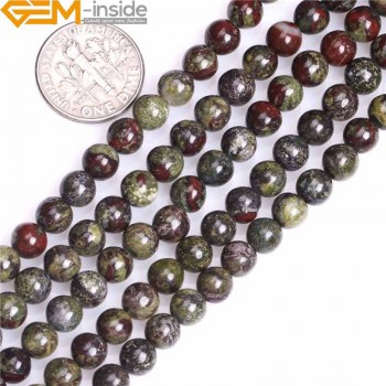 4/6/8/10/12mm A Grade Natural Round Dark Green Dragon Blood Jasper Stone Gemstone Semi Precious Beads For Jewelry Making 15 Inch