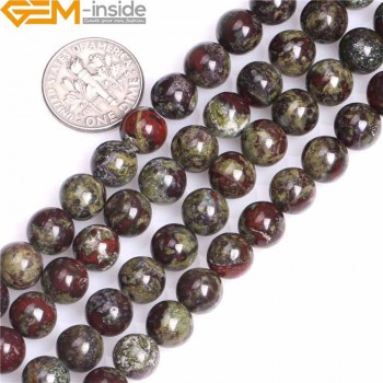 4/6/8/10/12mm A Grade Natural Round Dark Green Dragon Blood Jasper Stone Gemstone Semi Precious Beads For Jewelry Making 15 Inch