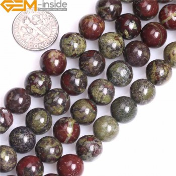 4/6/8/10/12mm A Grade Natural Round Dark Green Dragon Blood Jasper Stone Gemstone Semi Precious Beads For Jewelry Making 15 Inch