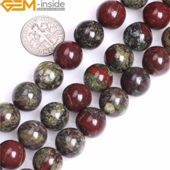 4/6/8/10/12mm A Grade Natural Round Dark Green Dragon Blood Jasper Stone Gemstone Semi Precious Beads For Jewelry Making 15 Inch