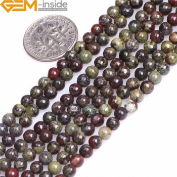 4/6/8/10/12mm A Grade Natural Round Dark Green Dragon Blood Jasper Stone Gemstone Semi Precious Beads For Jewelry Making 15 Inch