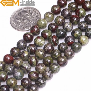 4/6/8/10/12mm A Grade Natural Round Dark Green Dragon Blood Jasper Stone Gemstone Semi Precious Beads For Jewelry Making 15 Inch