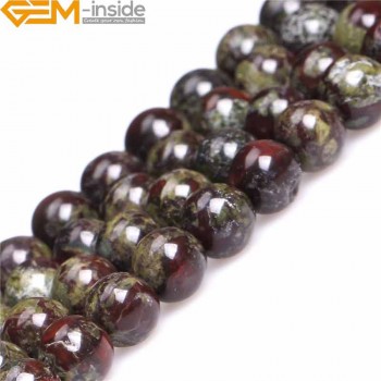4/6/8/10/12mm A Grade Natural Round Dark Green Dragon Blood Jasper Stone Gemstone Semi Precious Beads For Jewelry Making 15 Inch