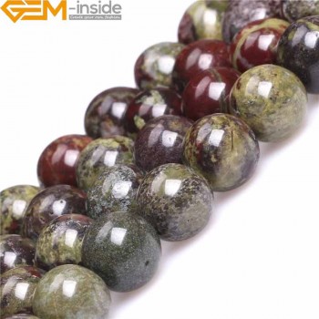 4/6/8/10/12mm A Grade Natural Round Dark Green Dragon Blood Jasper Stone Gemstone Semi Precious Beads For Jewelry Making 15 Inch