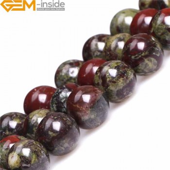 4/6/8/10/12mm A Grade Natural Round Dark Green Dragon Blood Jasper Stone Gemstone Semi Precious Beads For Jewelry Making 15 Inch