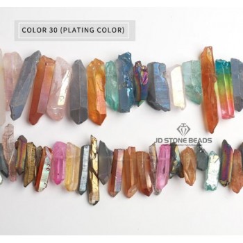 JD Stone Bead Natural Hexagonal Crystal mixed color Quartz Healing Fluorite Wand Stone Purple Green Gem Hexagonal crystal column