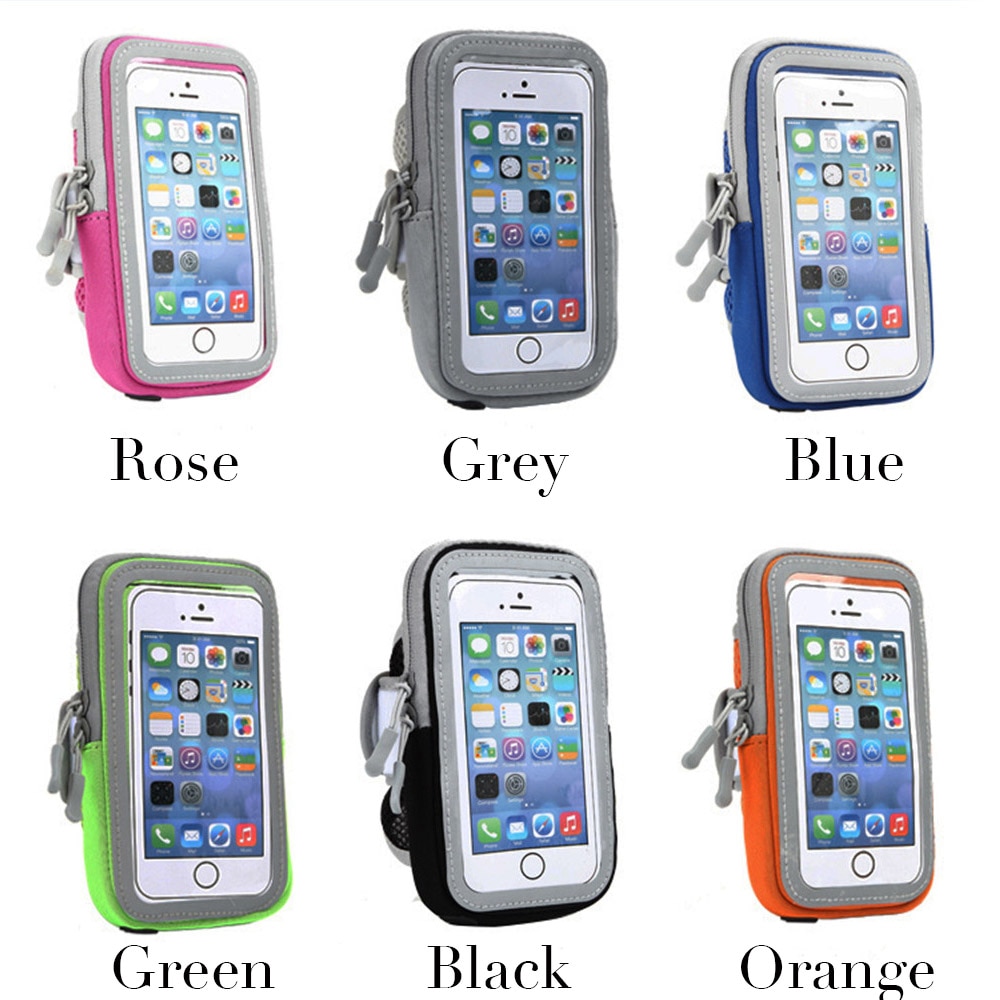 Waterproof Running Phone Bag Cellphone Armbands with Reflective Tape Earphone Hole Women Men Jogging Phone Case Cover Holder
