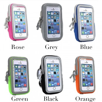 Waterproof Running Phone Bag Cellphone Armbands with Reflective Tape Earphone Hole Women Men Jogging Phone Case Cover Holder