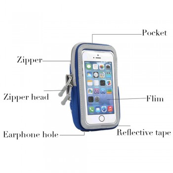 Waterproof Running Phone Bag Cellphone Armbands with Reflective Tape Earphone Hole Women Men Jogging Phone Case Cover Holder