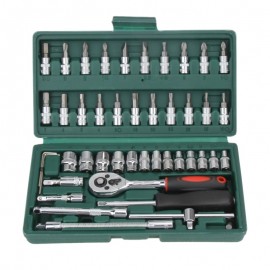 Hot Professional 46pcs Spanner Socket Set 1/4 inch Screwdriver Ratchet Wrench Set Kit Car Repair Tools Combination Hand Tool Set