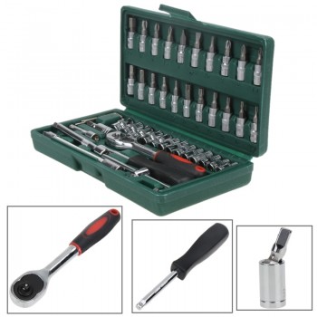 Hot Professional 46pcs Spanner Socket Set 1/4 inch Screwdriver Ratchet Wrench Set Kit Car Repair Tools Combination Hand Tool Set