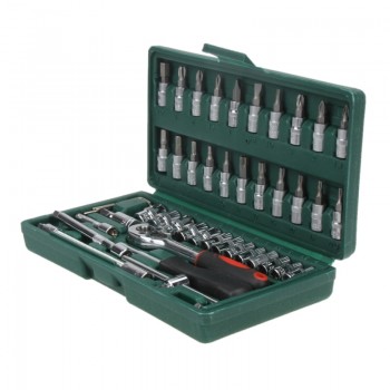 Hot Professional 46pcs Spanner Socket Set 1/4 inch Screwdriver Ratchet Wrench Set Kit Car Repair Tools Combination Hand Tool Set