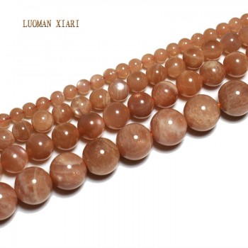 LUOMAN XIARI Natural AAA+ Round  Sunstone Stone Bead For Jewelry Making DIY Bracelet Necklace  Material 4/6/8/10mm Strand 15