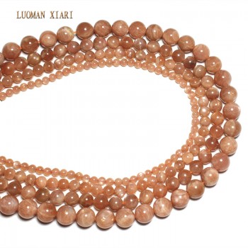 LUOMAN XIARI Natural AAA+ Round  Sunstone Stone Bead For Jewelry Making DIY Bracelet Necklace  Material 4/6/8/10mm Strand 15