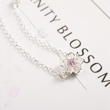Aiersen New Cherry Blossoms Silver 925 Leg Bracelet Foot Jewelry Women Anklets Real S925 Sterling Silver Anklet Bijoux En Argent