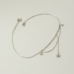 LouLeur sterling 925 silver star Anklets silver star silver bead  Double layer anklets for women romantic silver jewelry charms