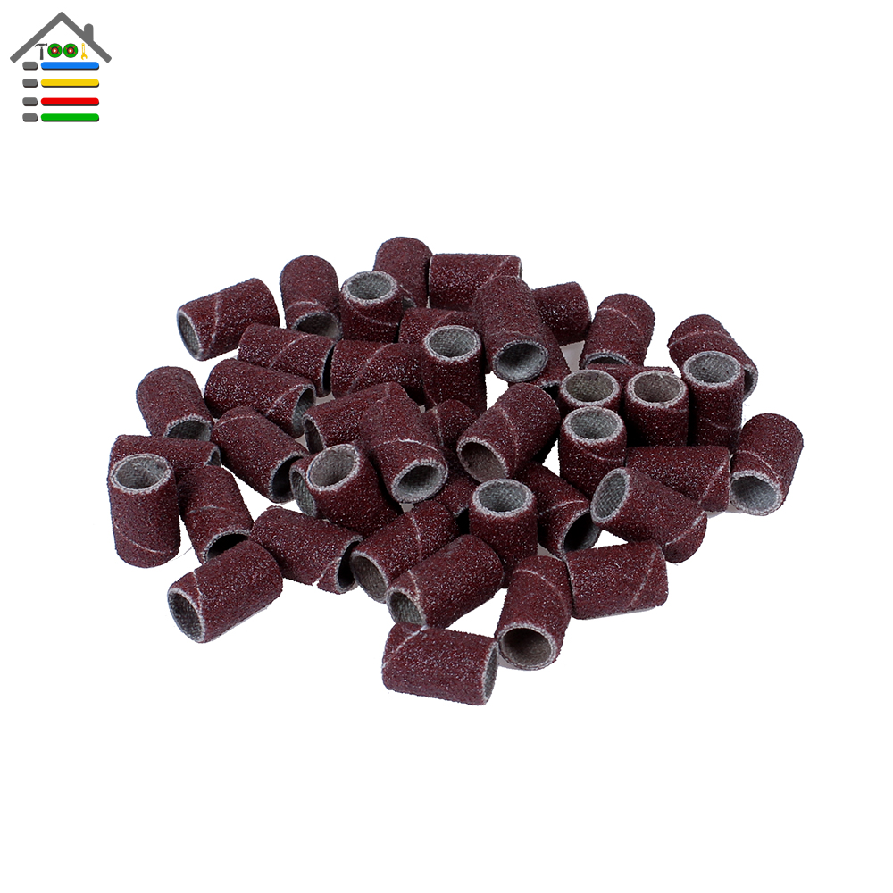102pc 120 Grit Nail Art Sanding Bands Sander Manicure Pedicure Drill Machine Rotary Tool W/2 Mandrel 1/8 Drum
