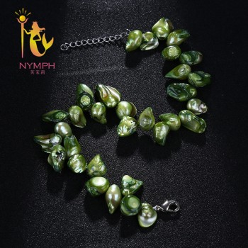 [NYMPH]Baroque Pearl Anklets Jewelry Natural Freshwater Fashion 9-13mm Anklets Women For Party[F202]