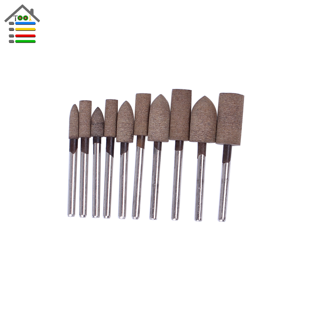 New 10pc Abrasive Mounted Stone Sharpening Cow Leather Polishing Point Grinding Tip for Dremel Electric Grinder Rotary Tool
