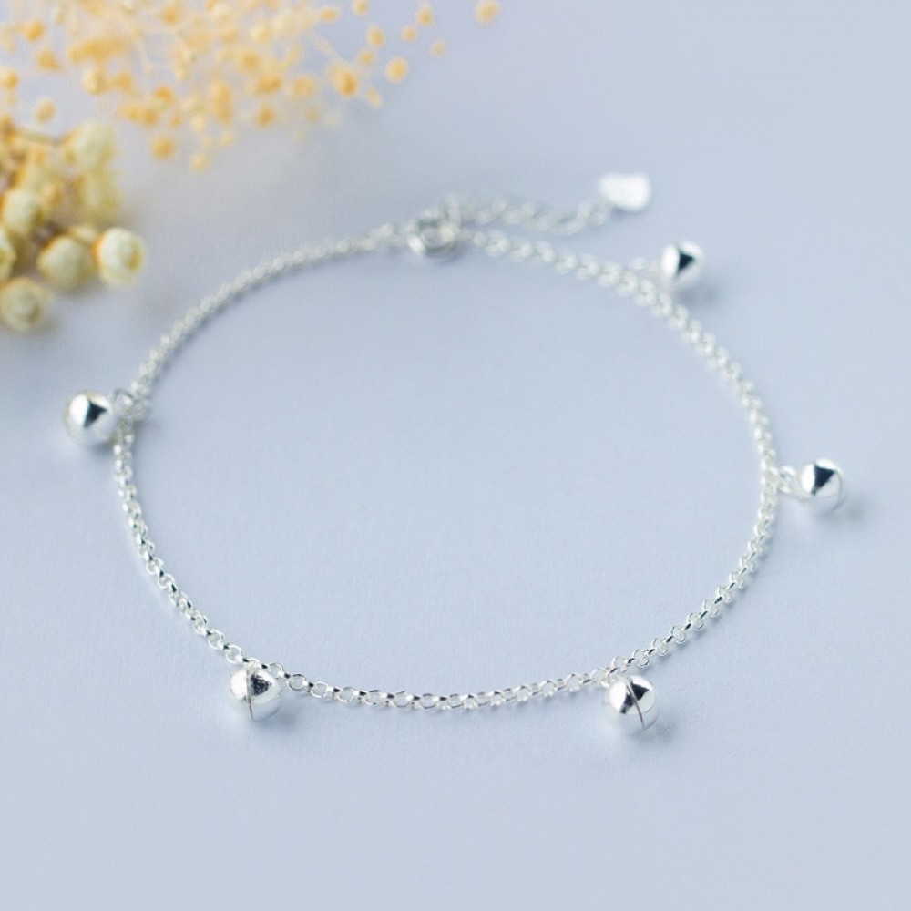 Wholeslae Womens Real. 925 Sterling Silver Jewelry Jinjle Bell Chime Sounds Anklet Bracelet -really  Good Quality GTLS394