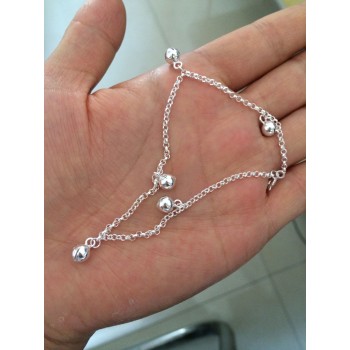 Wholeslae Womens Real. 925 Sterling Silver Jewelry Jinjle Bell Chime Sounds Anklet Bracelet -really  Good Quality GTLS394