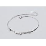 1pc 100% real. 925 Sterling silver Fine Jewelry Multi-Layers /Double Rows 3-Heart amp; Beads Anklet  Bracelet GTLS548