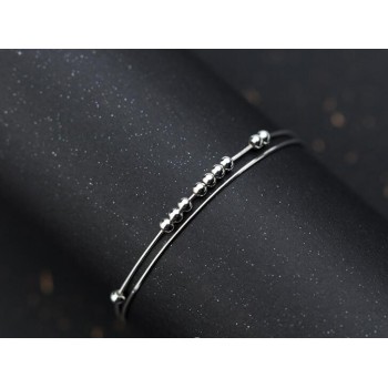 1pc 100% Real. 925 Sterling Silver Fine Jewelry Double Rows Snakebone chain Lucky Beads Anklet Bracelet GTLS665