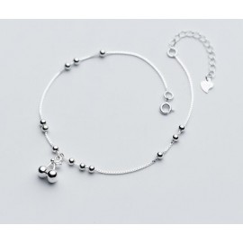 1pc 100% Real. 925 Sterling Silver Fine Jewelry Round Beads amp;Silver Cherry Anklet Bracelet  GTLS588