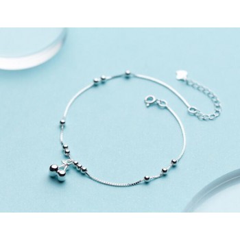 1pc 100% Real. 925 Sterling Silver Fine Jewelry Round Beads amp;Silver Cherry Anklet Bracelet  GTLS588