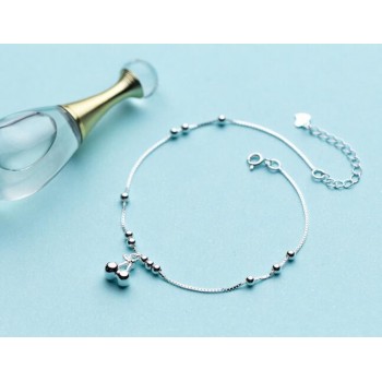 1pc 100% Real. 925 Sterling Silver Fine Jewelry Round Beads amp;Silver Cherry Anklet Bracelet  GTLS588