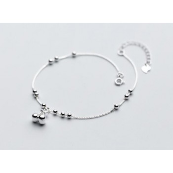 1pc 100% Real. 925 Sterling Silver Fine Jewelry Round Beads amp;Silver Cherry Anklet Bracelet  GTLS588