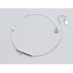 100% Authentic Real. 925 Sterling Silver Fine Jewelry Jesus Polished Cross Religion Anklet Bracelet GTLS701