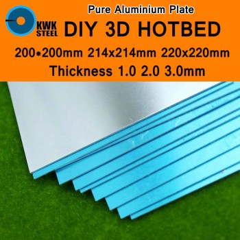 Aluminum Plate Sheet Board Pure AL Plates Frame for 3D Printer DIY Heated Bed Heatbed Hotbed 214x214mm 220x220mm 1mm 2mm 3mm