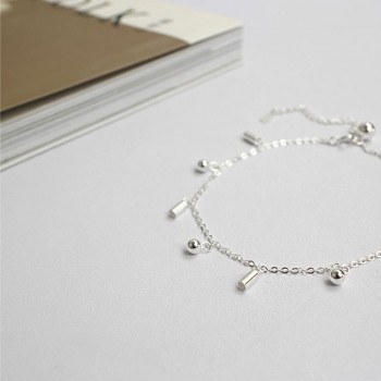 OLOEY Real 925 Sterling Silver Beads Hanging Chain Anklet for Women Girls Friend Foot Jewelry Leg Bracelet Fine Jewelry YMA004