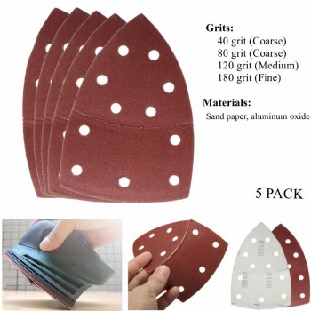 Durable 5pcs/set 150mm Sanding Sheets Paper For Palm Detail Sander 40/80/120/180 Grit For Wood Paint