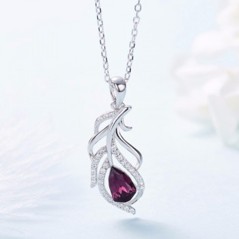 Cdyle Crystals from Swarovski Women Pendants amp; Necklaces S925 Sterling Silver Jewelry Purple Feather Austrian Rhinestone Bijoux