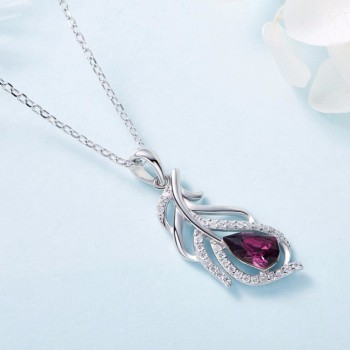 Cdyle Crystals from Swarovski Women Pendants amp; Necklaces S925 Sterling Silver Jewelry Purple Feather Austrian Rhinestone Bijoux